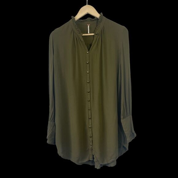 Free People Khaki Green Tunic Sz S - Picture 1 of 7